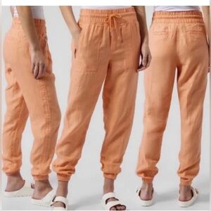 Athleta Linen Joggers NWT 6 Cabo 100% Linen Pants Peach Athleta $79